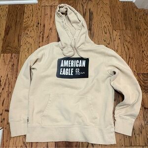 American Eagle Outfitters Men's Cream Hoodie Size Medium